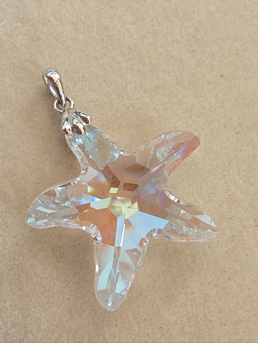 Swarovski STRASS AB Crystal Starfish Pendant • 925 Silver Bail • 8.00g